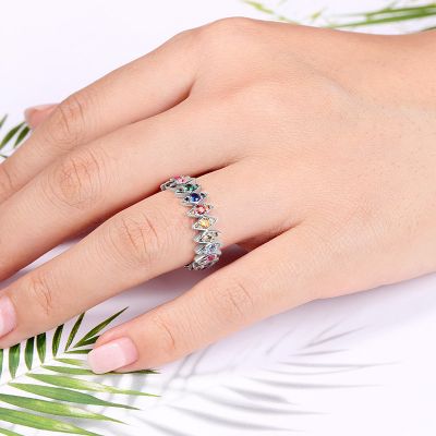 Rhombus Colorful Eternity Ring