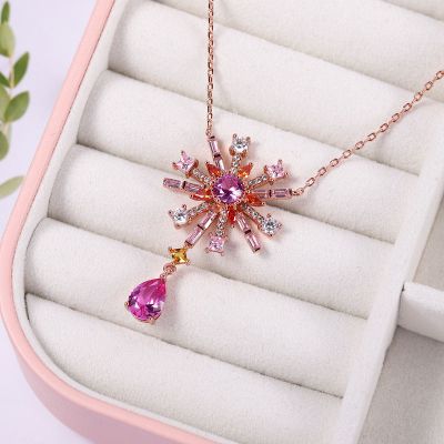 Bead Flowers & Pear-cut Necklace