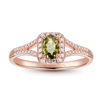 Olive Green Oval-Cut Ring