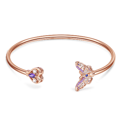 Butterfly & Heart Open Bangle