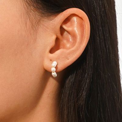 Pearl Open Hoop Earrings