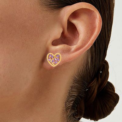 Olive Leaf Twisted Rope Heart Stud Earrings
