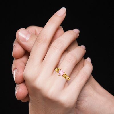 Heart Rose Flower Engagement Ring