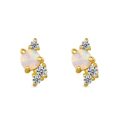 14K/10K Solid Gold Opal Stud Earrings