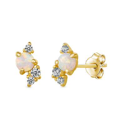 14K/10K Solid Gold Opal Stud Earrings