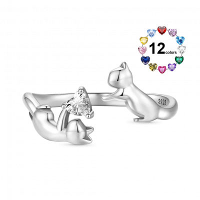 Cat Open Birthstone Ring