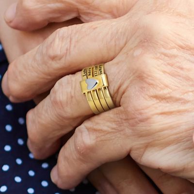 Engraved Heart Stacking Rings
