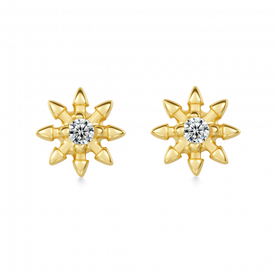 14K/10K Solid Gold Spiked Star Stud Earrings