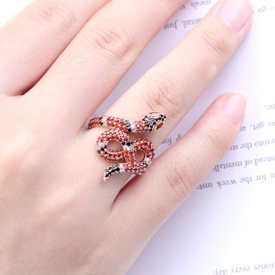 Tricolor CZ Snake Ring