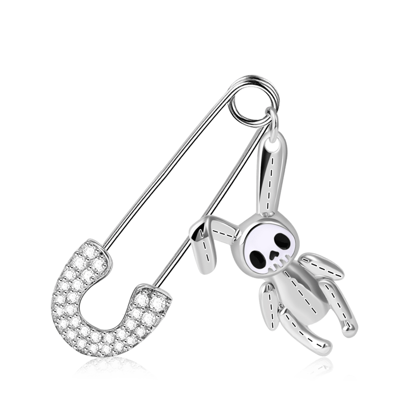 Safety Pin Bunny Doll Earring