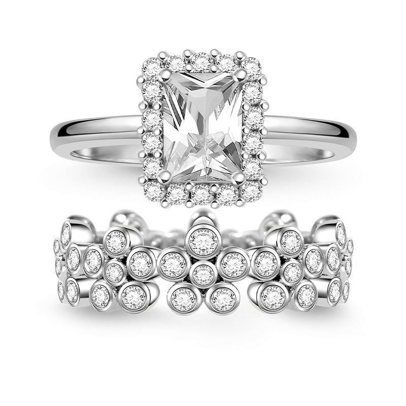 Rectangle Cut Ring Set