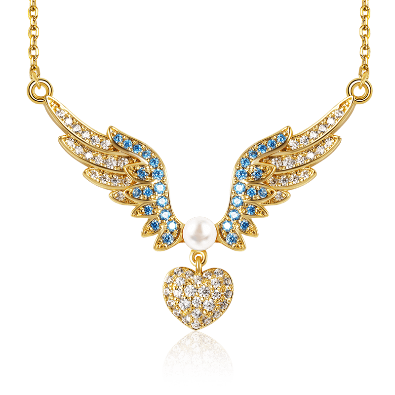 Heart with Angels Wing Necklace