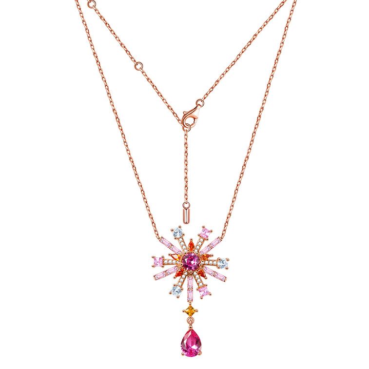 Bead Flowers & Pear-cut Necklace