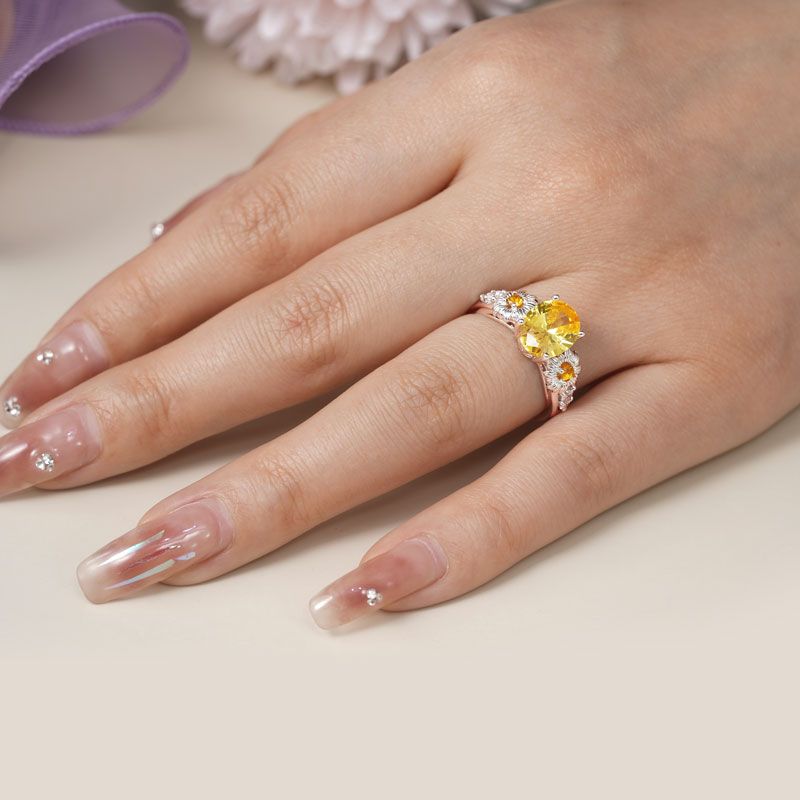 Flower Oval Cut Ring