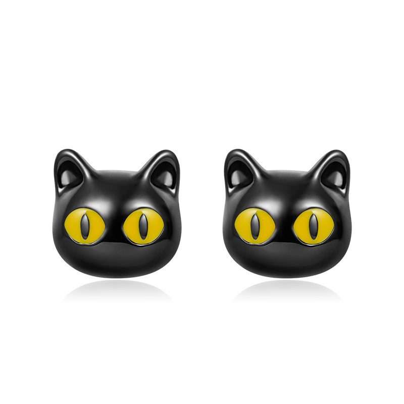 Black Cat Stud Earrings