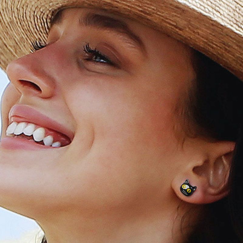 Black Cat Stud Earrings
