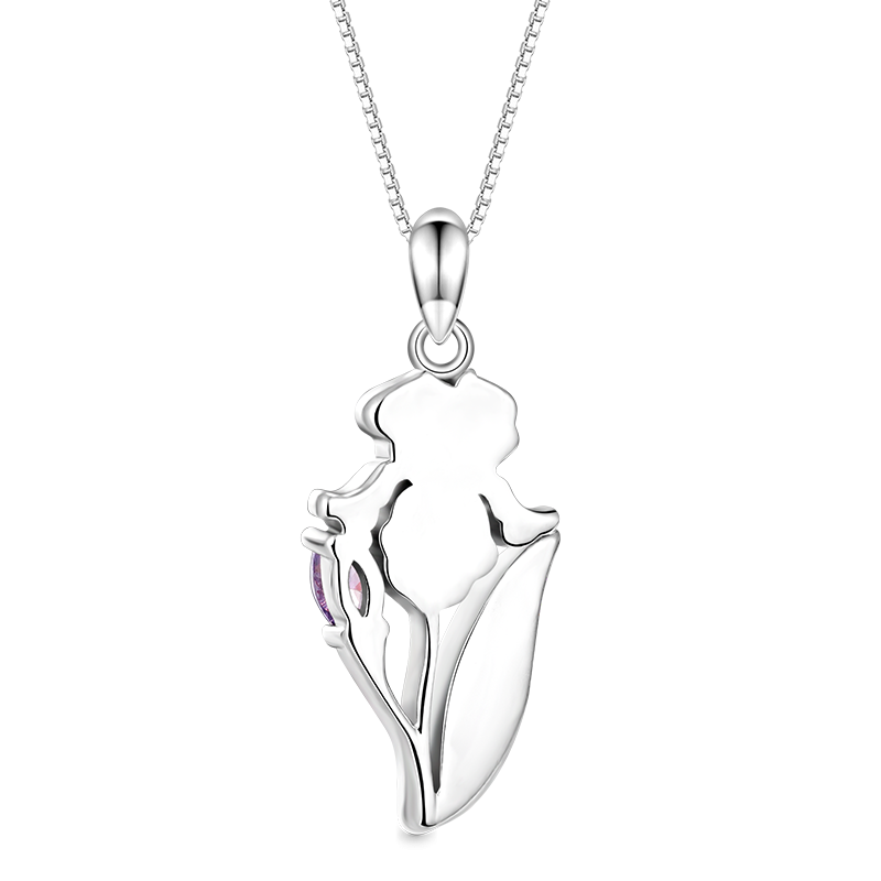 Purple Iris Flower Necklace