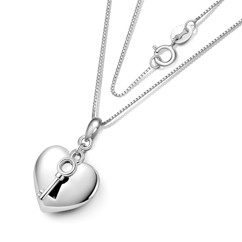 Engravable Heart & Key Necklace