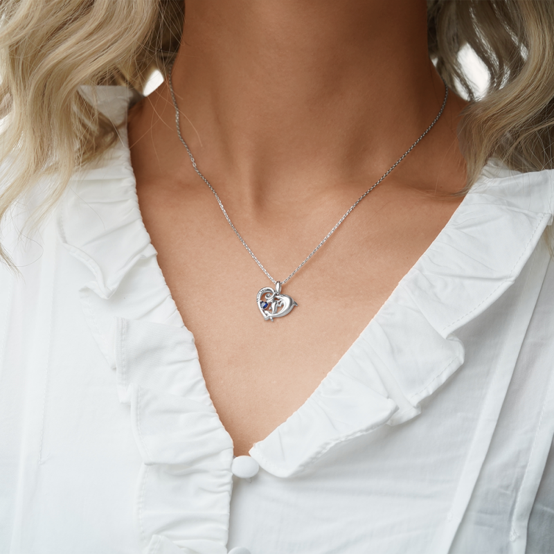 Dolphin & Baby Heart Necklace