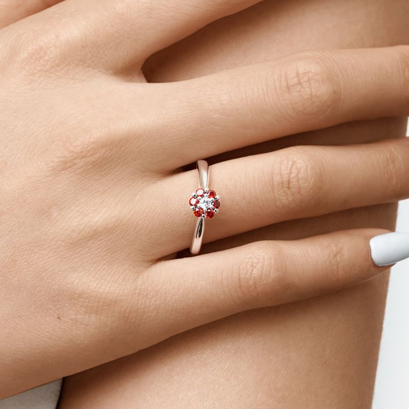 Birthstone Flower Ring