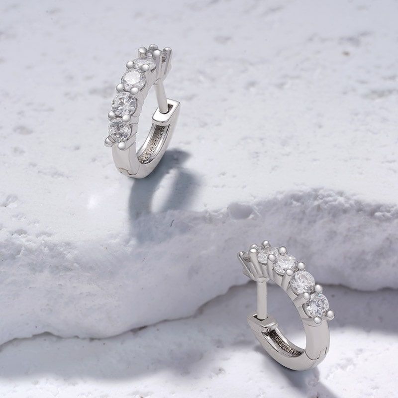 Diamond Huggie Stud Earrings