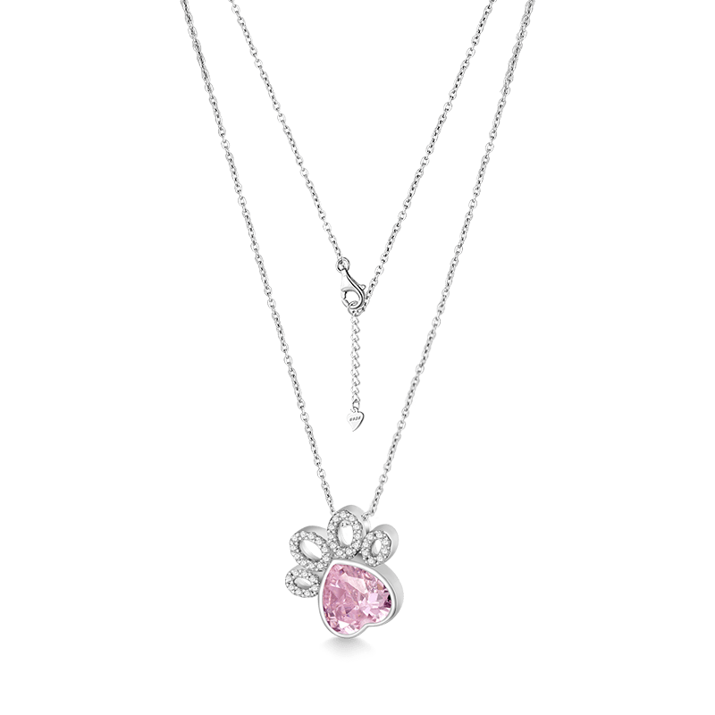 Birthstone Cat paws Necklace
