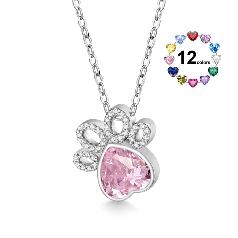 Birthstone Cat paws Necklace