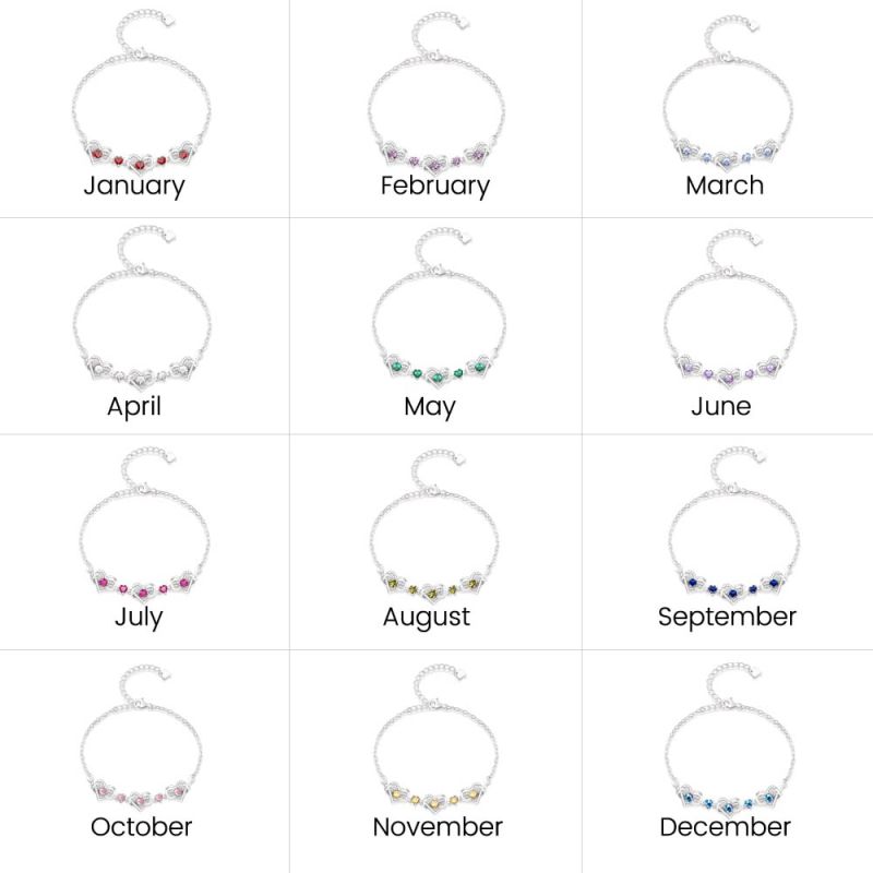 Heart Birthstone Bracelet