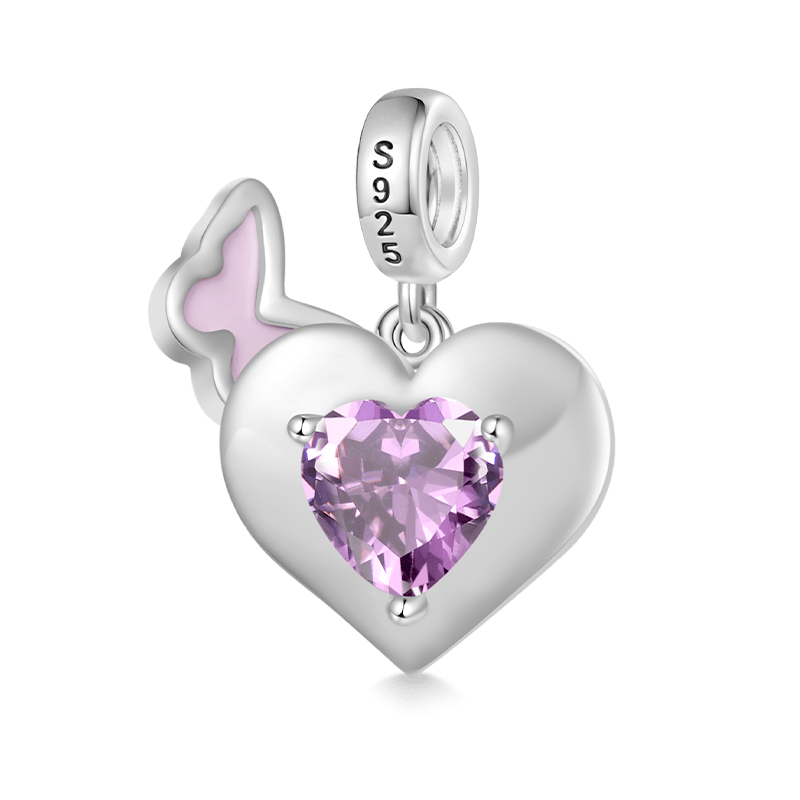 Purple Butterfly Heart Pendant