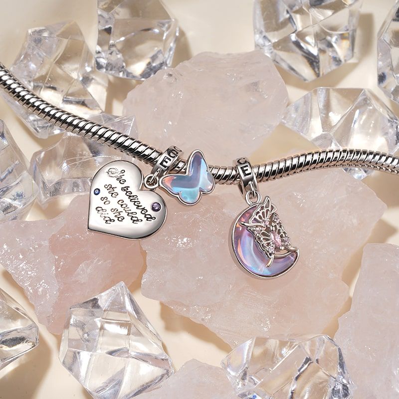 Purple Butterfly Heart Pendant