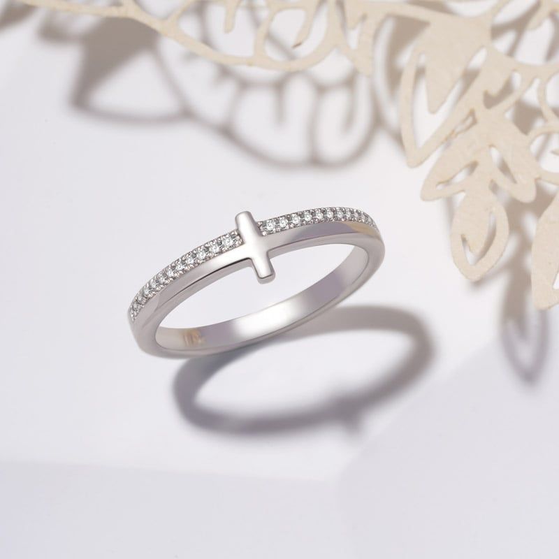 Petite Cross Silver Ring