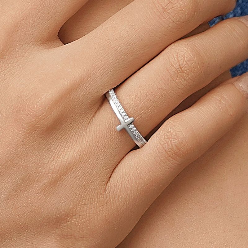 Petite Cross Silver Ring
