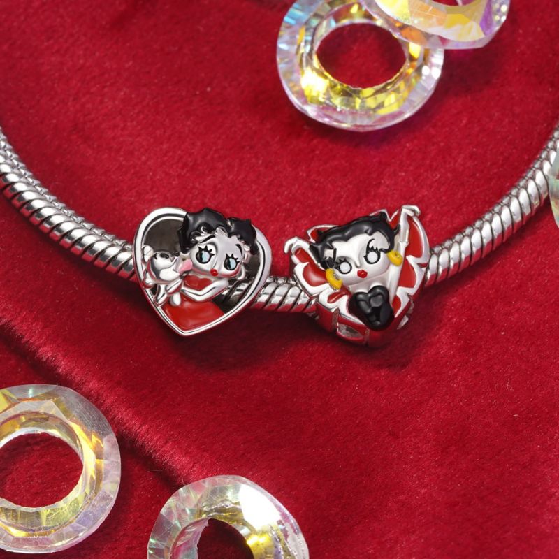Betty Boop Hugs Puppy Charm