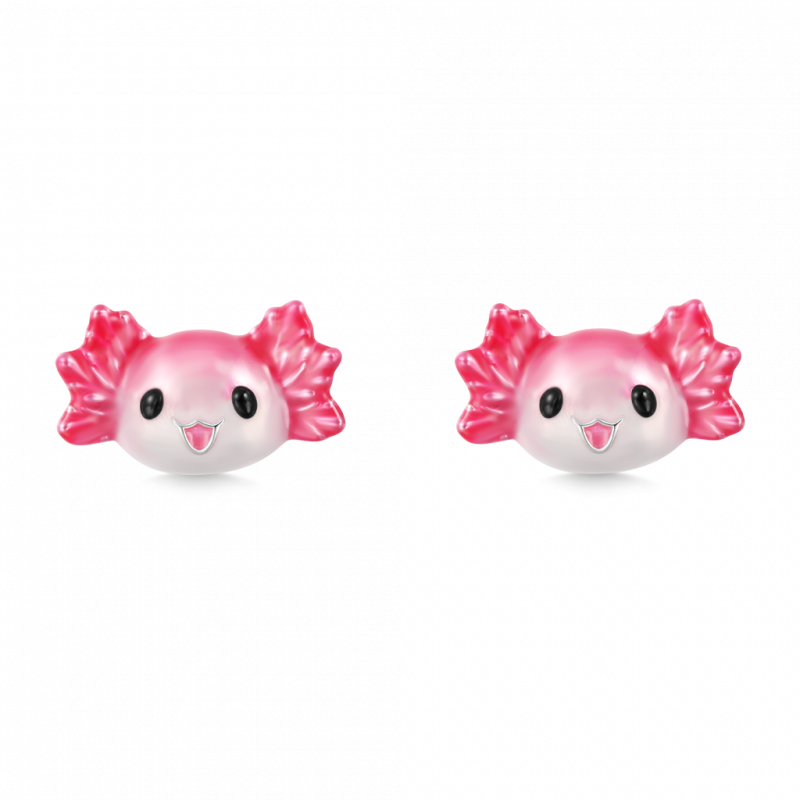 Pink Axolotl Stud Earrings