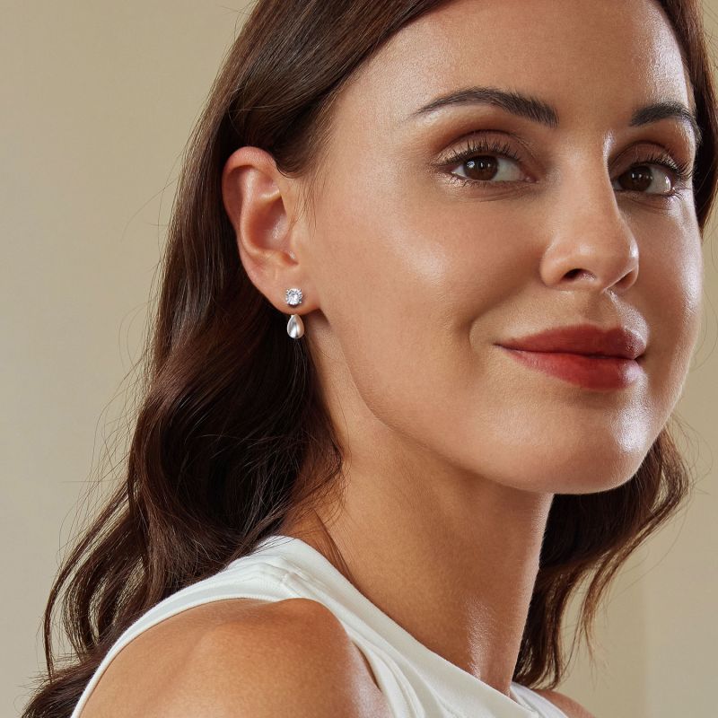 Drop Diamond Stud Earrings