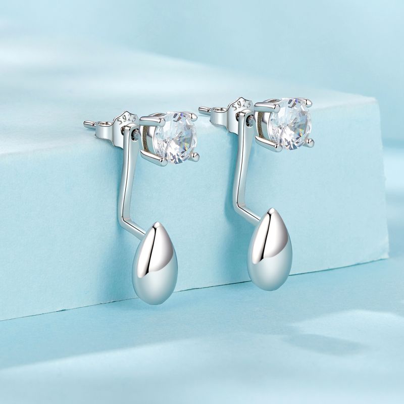 Drop Diamond Stud Earrings