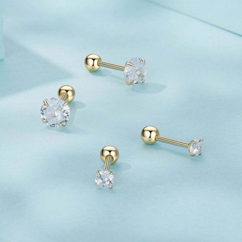 Large White CZ Stud Earrings