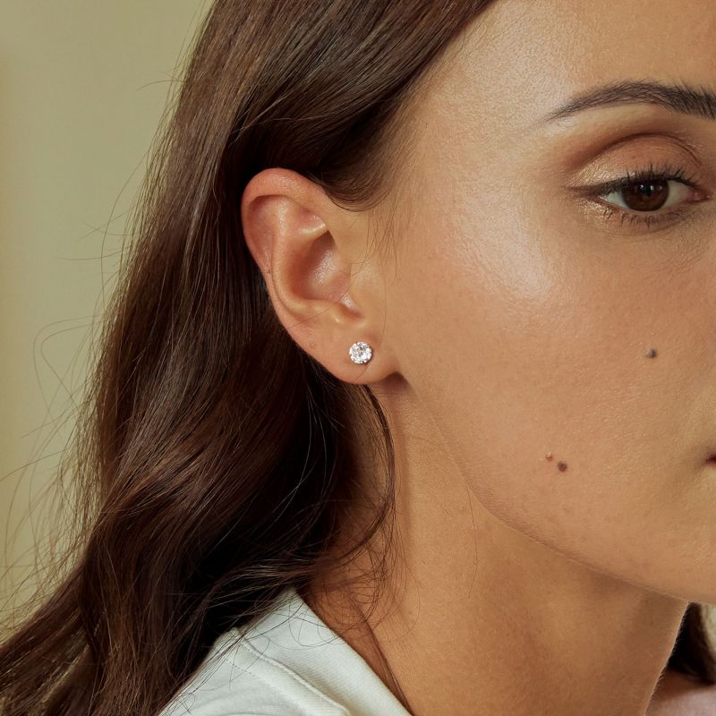 Large White CZ Stud Earrings