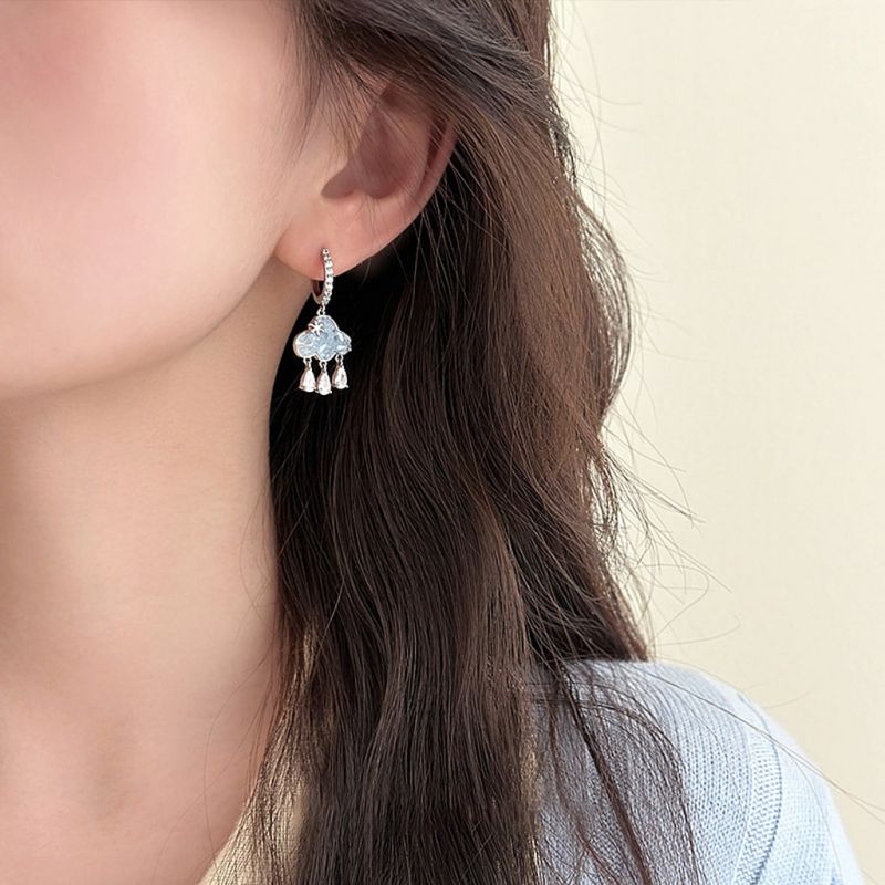 Cloud Tassel Stud Earrings