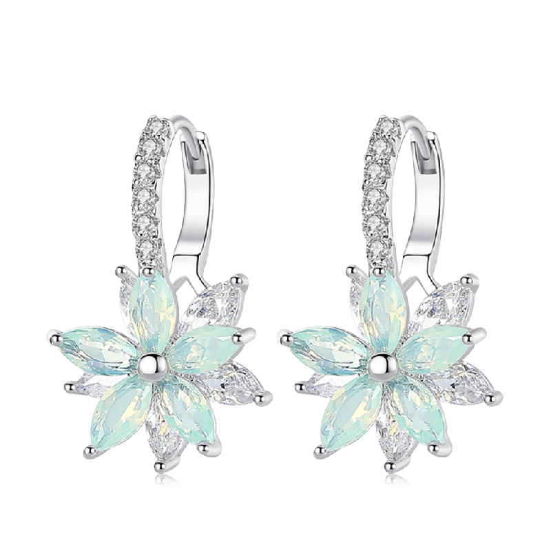 Crystal Flower Dangle Earrings