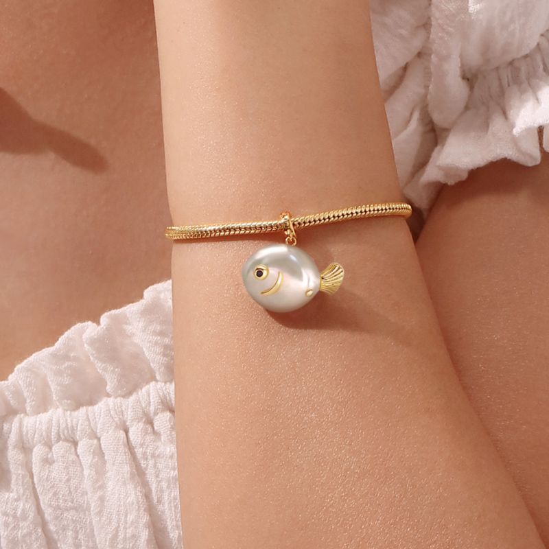 White Pearl Fish Pendant