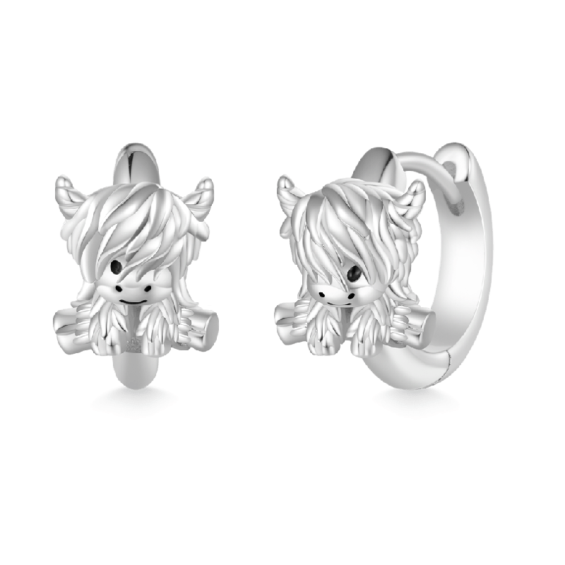 Highland Cow Hoop Stud Earrings