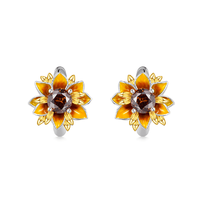 Sunflower Hoop Earrings