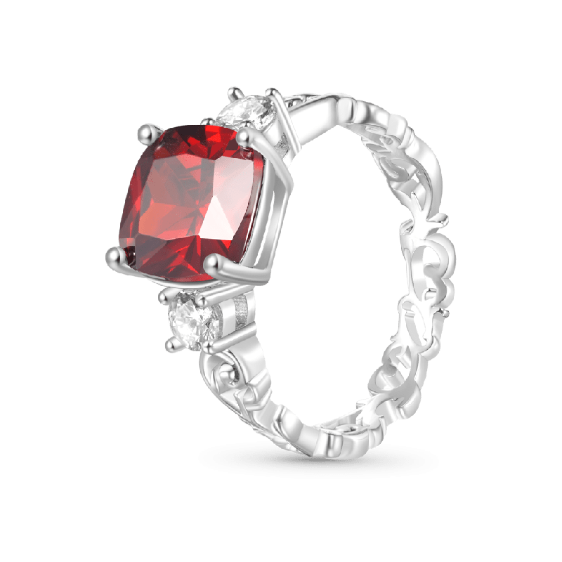 Curly Grass Square-cut Birthstone Ring