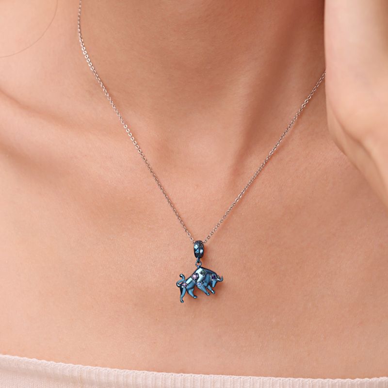 Blue Candy Ox Zodiac Pendant