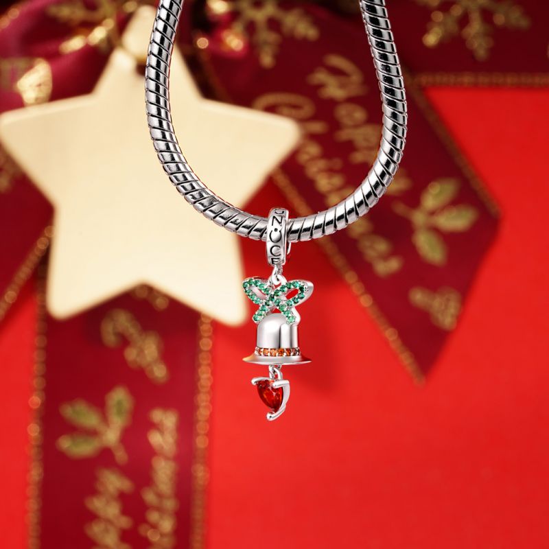 Christmas Heart Bell Pendant