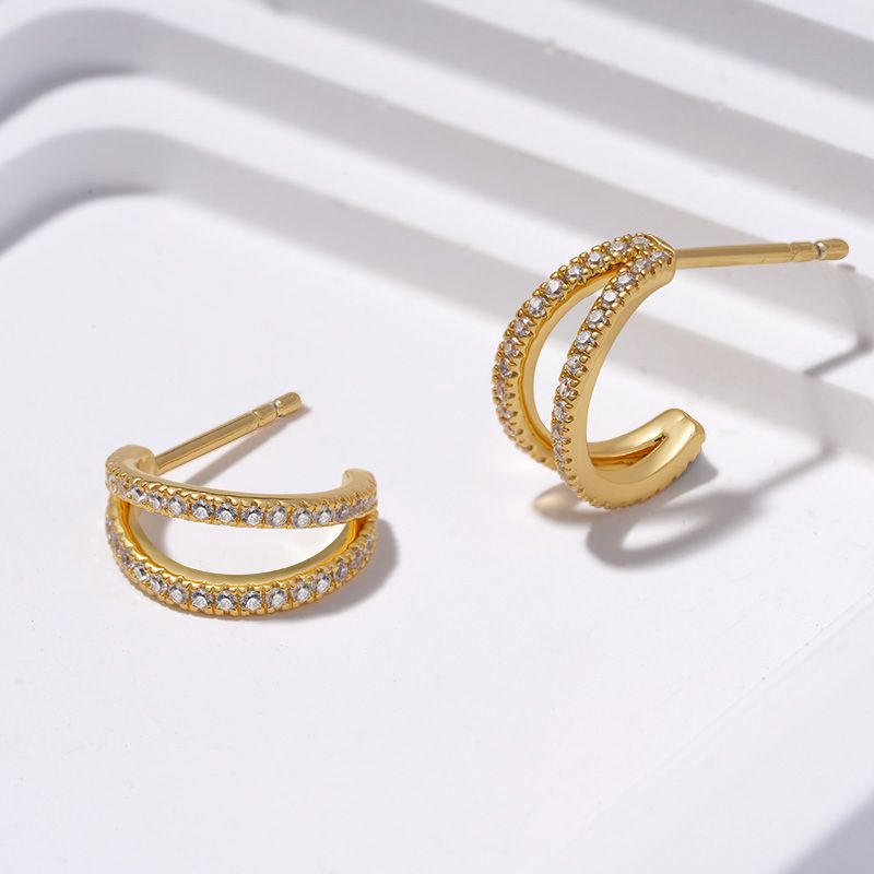 Cubic Zirconia Double Hoop Earrings