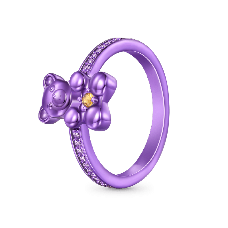 Purple Candy Bear Ring