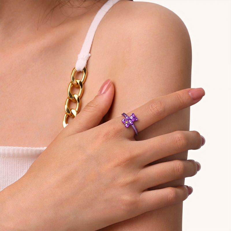 Purple Candy Bear Ring
