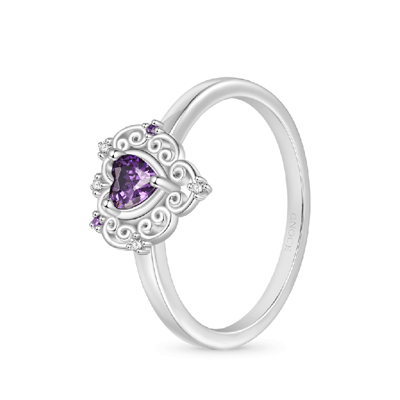 Vintage Purple CZ Heart Ring